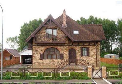 Деревянный дом: облицовка камнем - практично и сказачно с фото