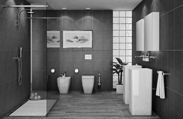 Ванная комната в серых тонах  как продумать дизайн - фото