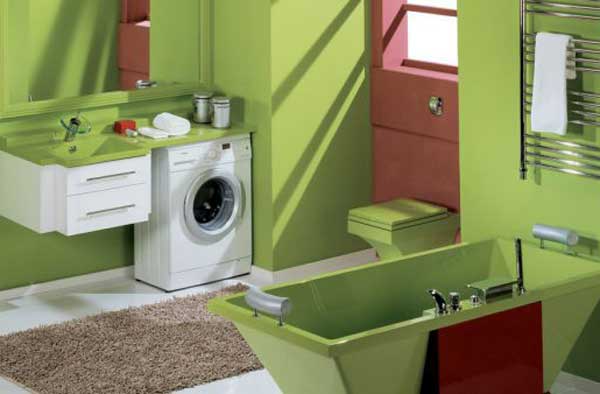 Дизайн ванны со стиральной машинкой  варианты размещения техники - фото
