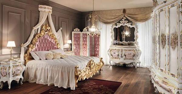 Стиль барокко в оформлении спальни - фото