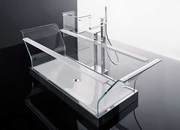 Установка стеклянной ванны  оригинальный ход в создании интерьера с фото